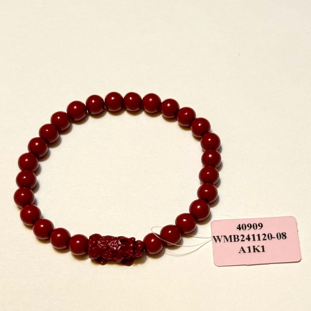 100% Natural Red Cinnabar Beaded Bracelet